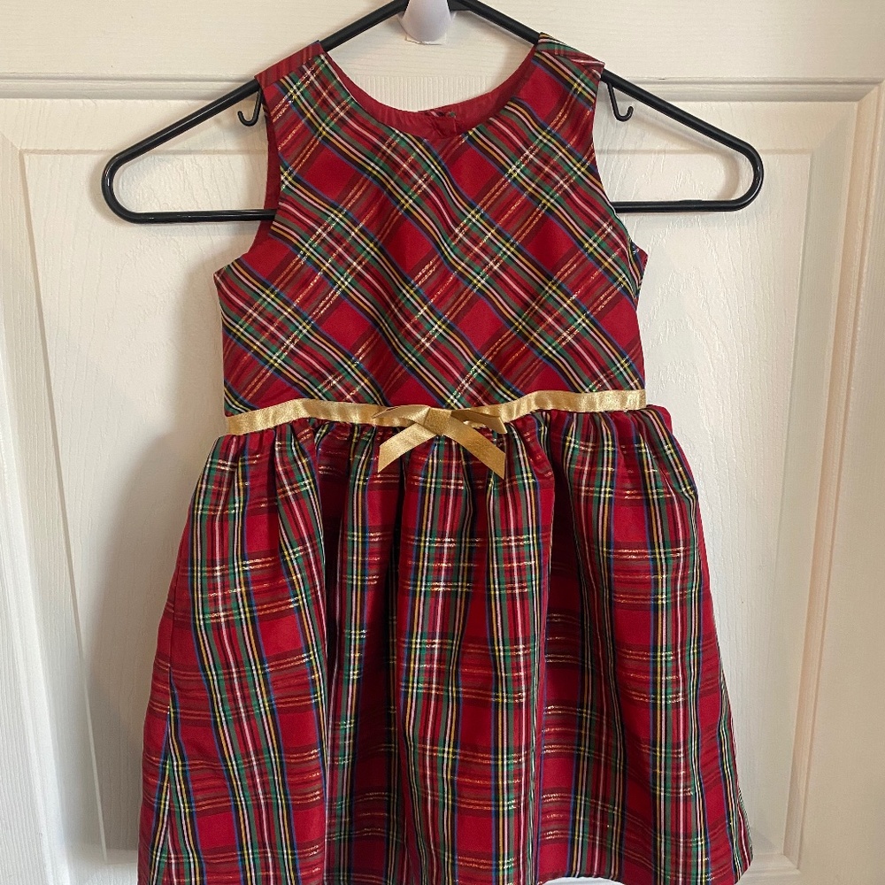 Girls Christmas dress 4T sateen plaid